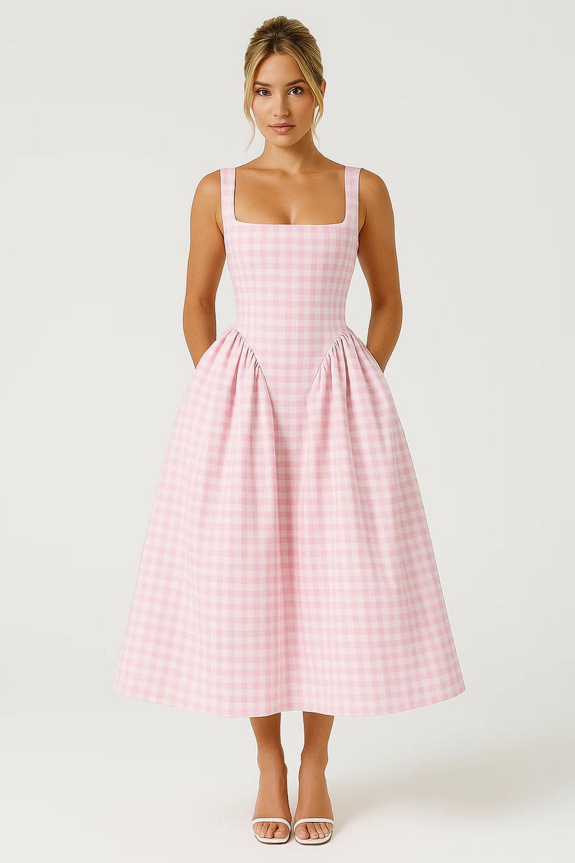 Women's Square Neck Midi Dress for Effortless Style-Omni Prime Goods
