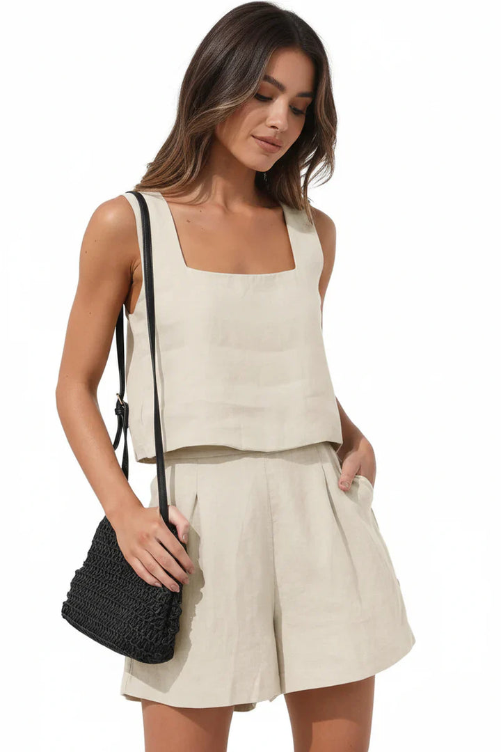 Women's Square Neck Sleeveless Two Piece Outfit-Omni Prime Goods