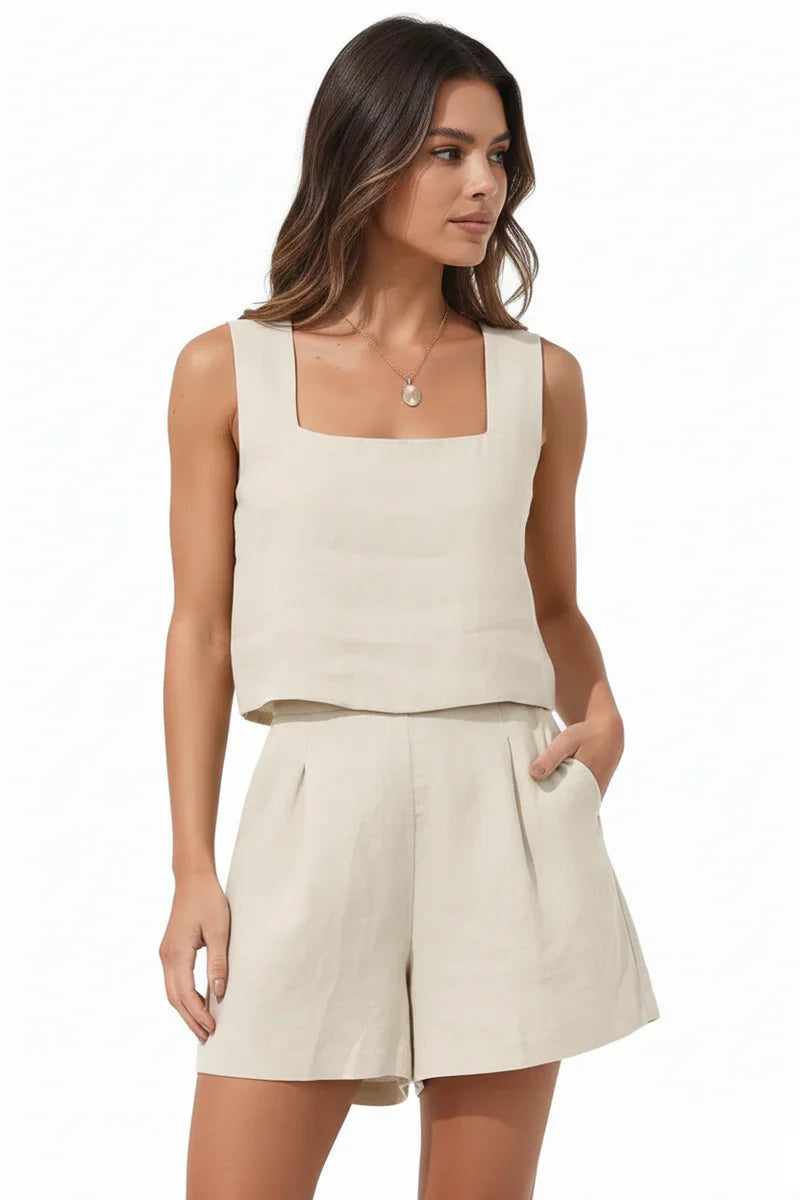 Women's Square Neck Sleeveless Two Piece Outfit-Omni Prime Goods