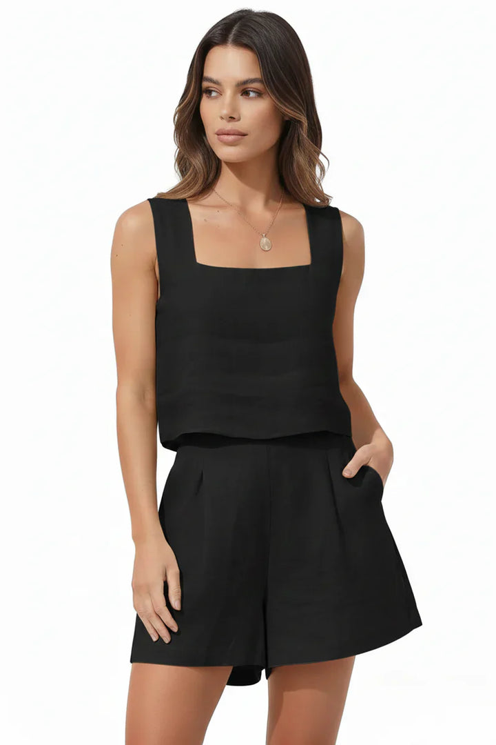 Women's Square Neck Sleeveless Two Piece Outfit-Omni Prime Goods