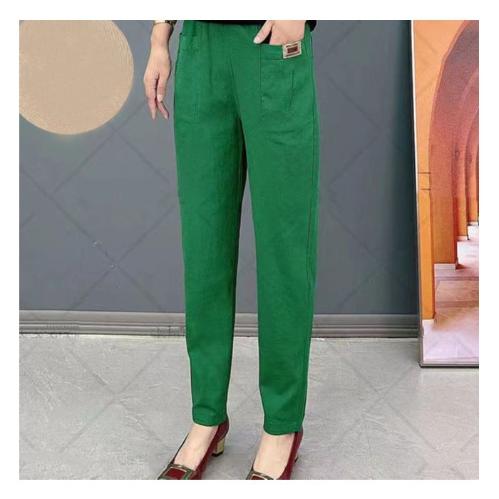 Women's Straight Leg Fitted Pants with Pockets-Omni Prime Goods