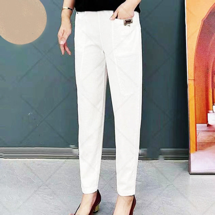 Women's Straight Leg Fitted Pants with Pockets-Omni Prime Goods