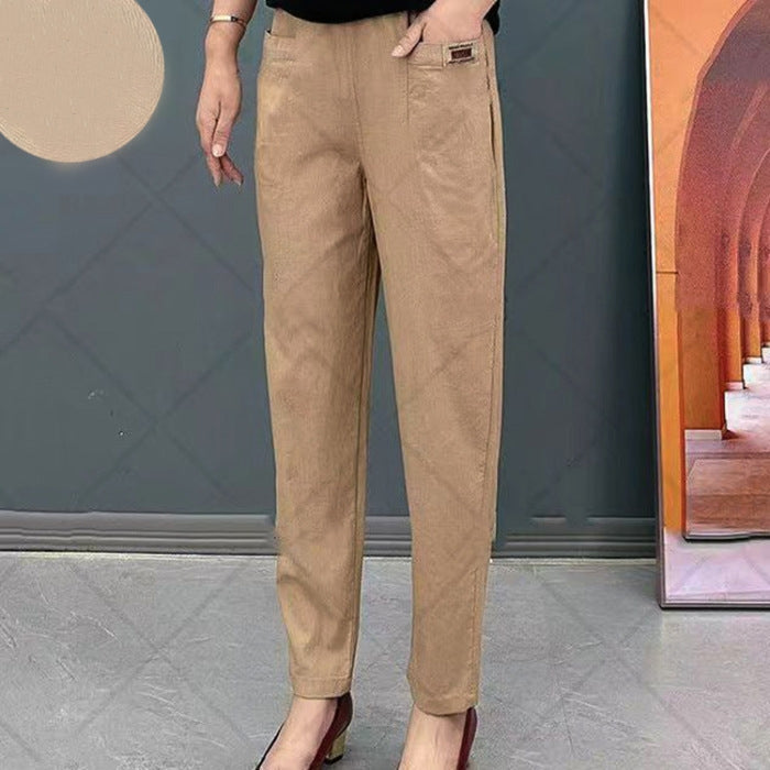 Women's Straight Leg Fitted Pants with Pockets-Omni Prime Goods