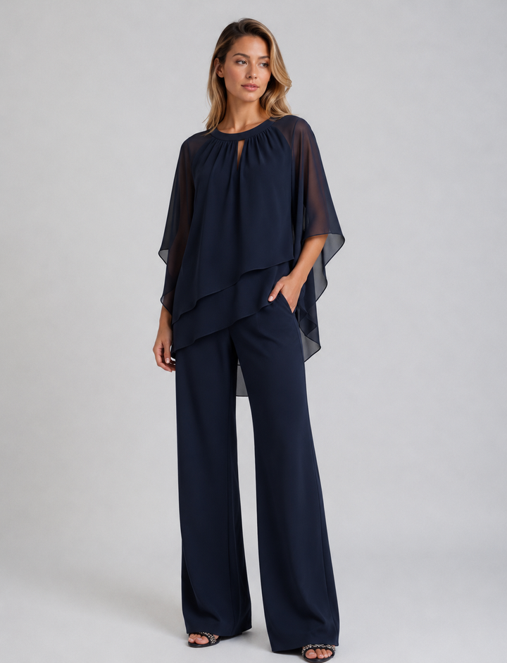 Women's Straight Leg Flowy Two Piece Party Outfit-Omni Prime Goods