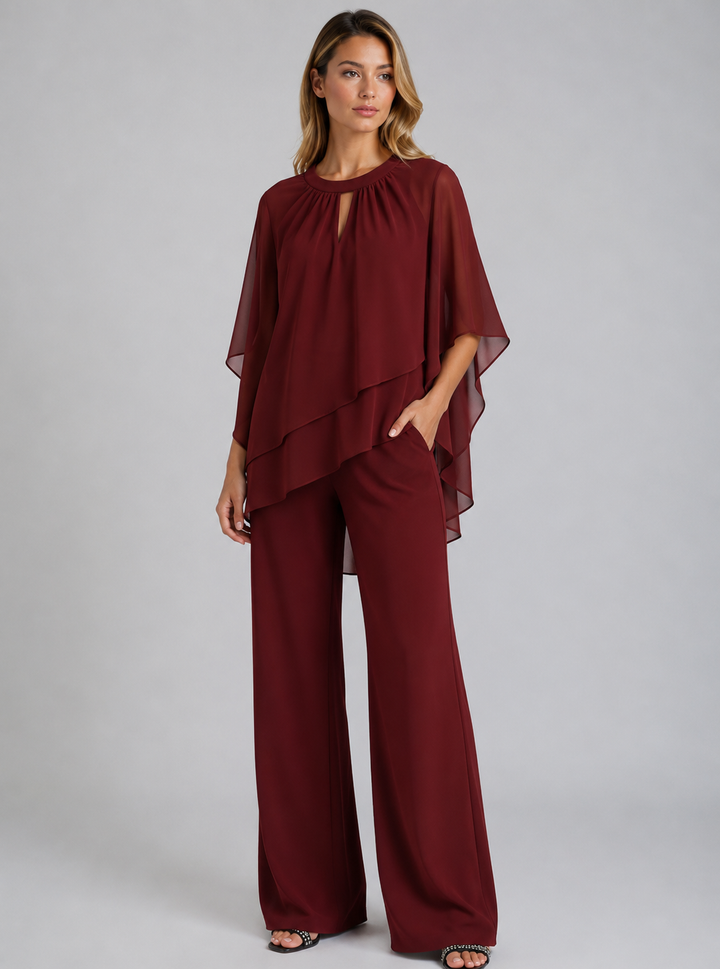 Women's Straight Leg Flowy Two Piece Party Outfit-Omni Prime Goods