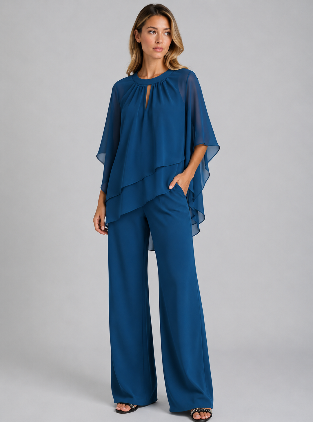 Women's Straight Leg Flowy Two Piece Party Outfit-Omni Prime Goods