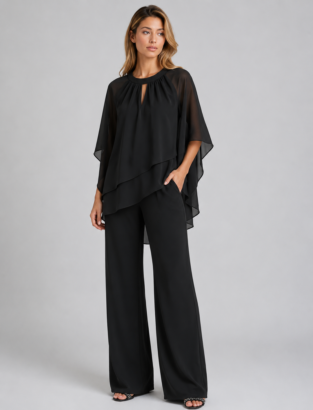 Women's Straight Leg Flowy Two Piece Party Outfit-Omni Prime Goods