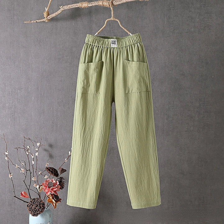 Women's Straight Leg High Rise Summer Trousers-Omni Prime Goods