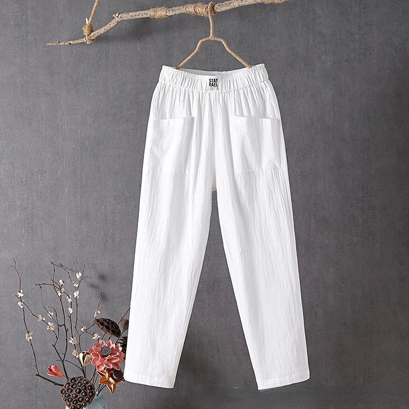 Women's Straight Leg High Rise Summer Trousers-Omni Prime Goods