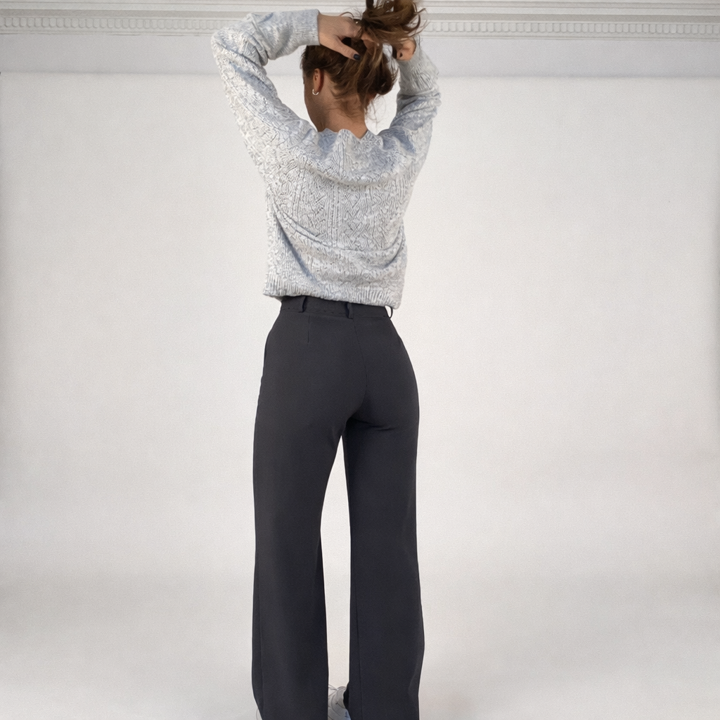 Women's Straight Leg High Waisted Trousers-Omni Prime Goods