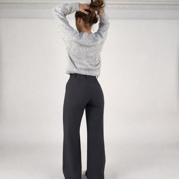 Women's Straight Leg High Waisted Trousers-Omni Prime Goods
