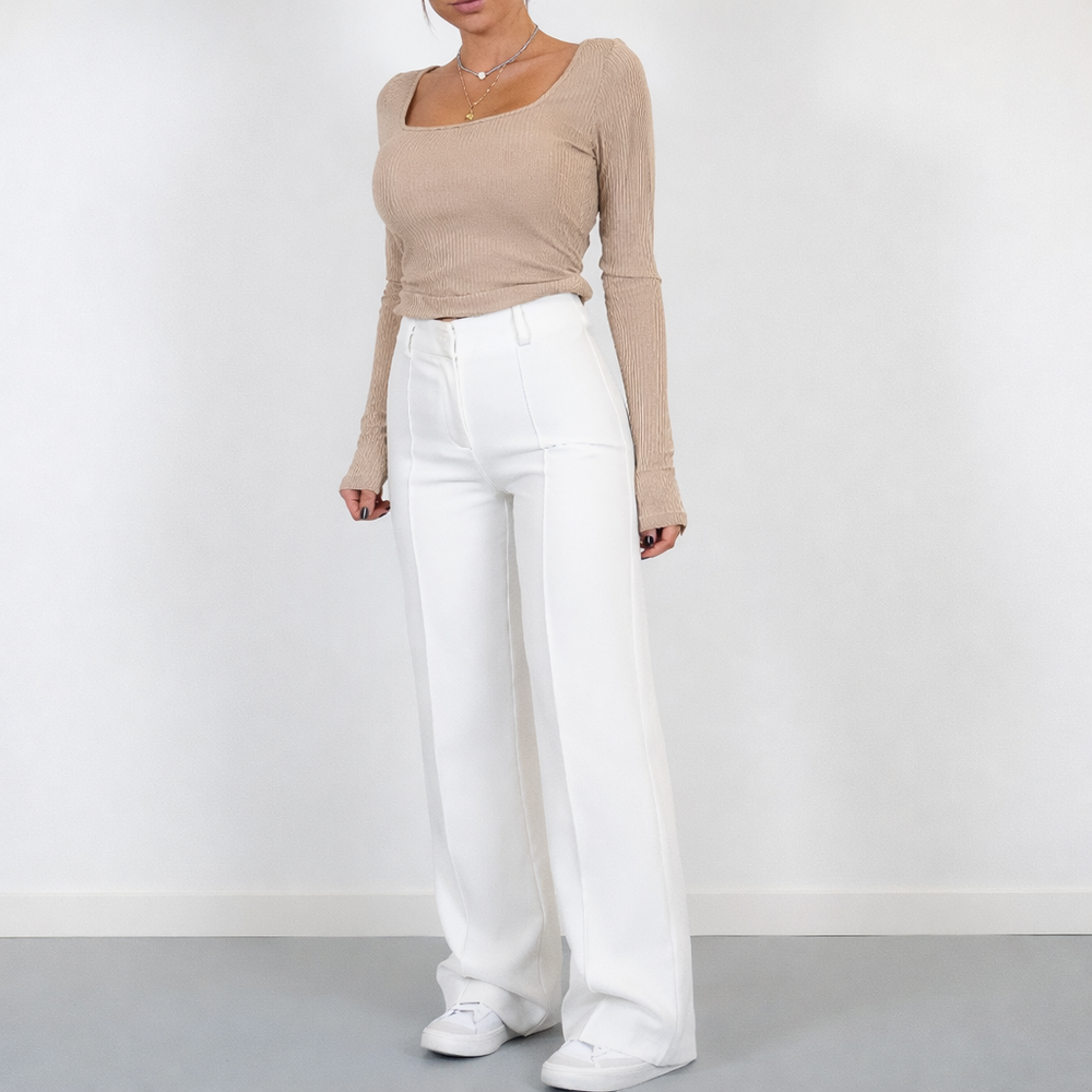 Women's Straight Leg High Waisted Trousers-Omni Prime Goods