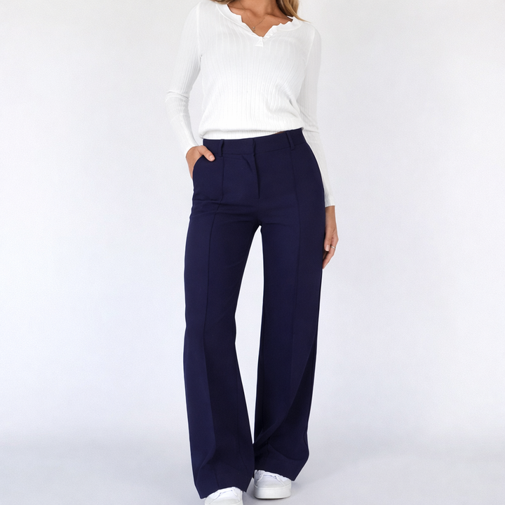 Women's Straight Leg High Waisted Trousers-Omni Prime Goods