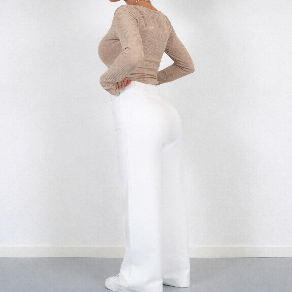 Women's Straight Leg High Waisted Trousers-Omni Prime Goods
