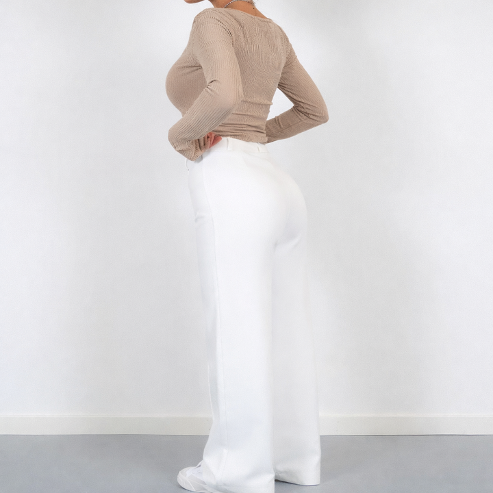 Women's Straight Leg High Waisted Trousers-Omni Prime Goods