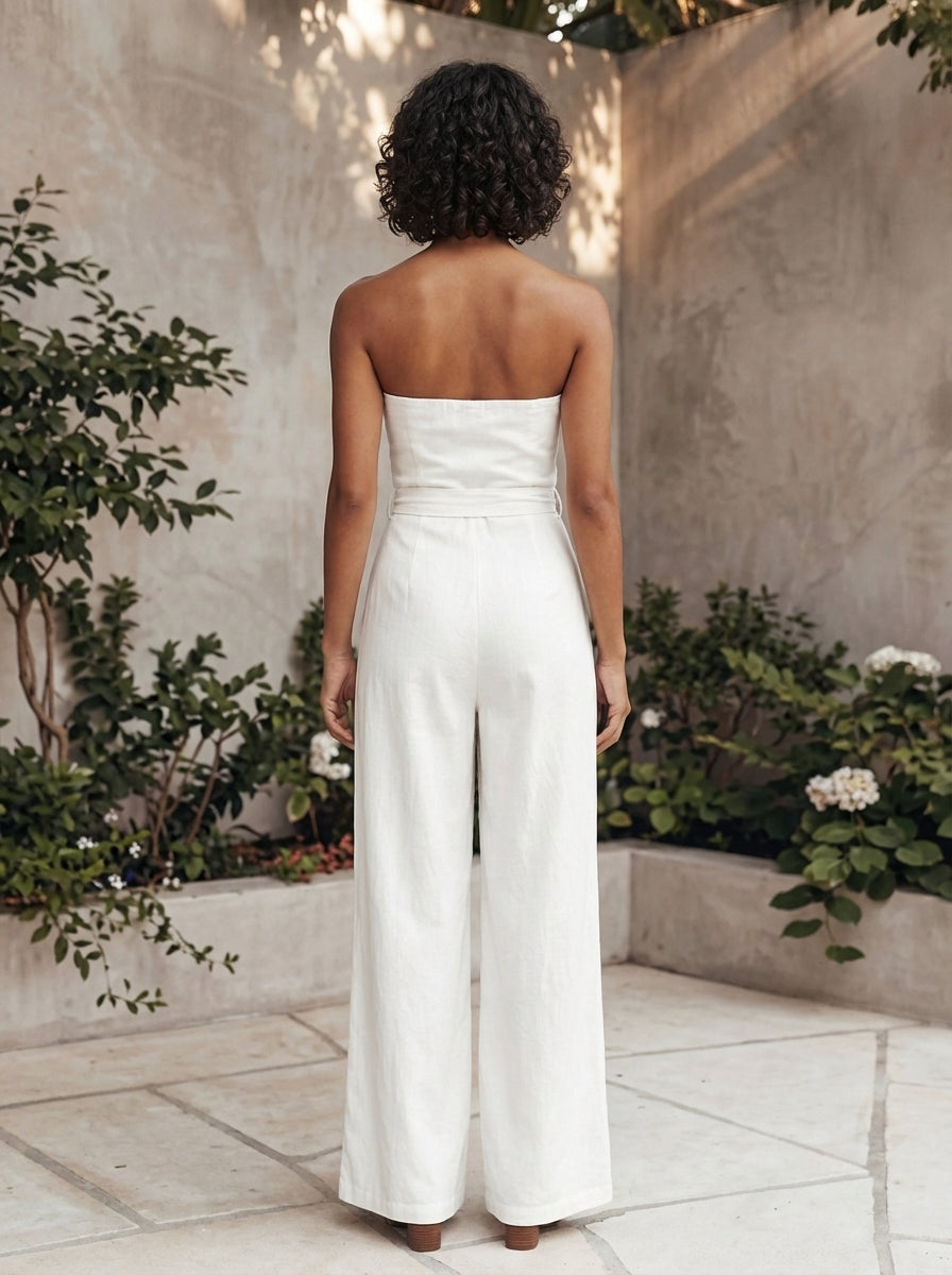 Women's Strapless Waist Tie Summer Jumpsuit-Omni Prime Goods