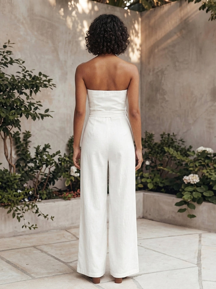 Women's Strapless Waist Tie Summer Jumpsuit-Omni Prime Goods