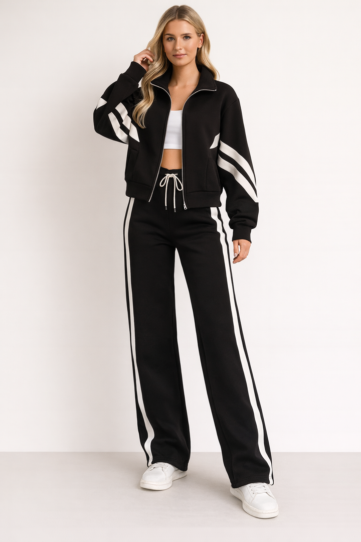 Women's Striped Drawstring Two-Piece Matching Set-Omni Prime Goods