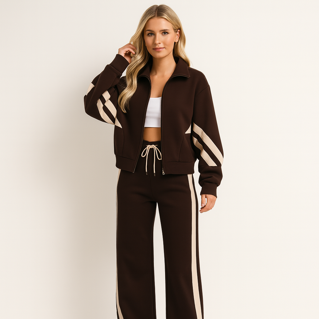 Women's Striped Drawstring Two-Piece Matching Set-Omni Prime Goods
