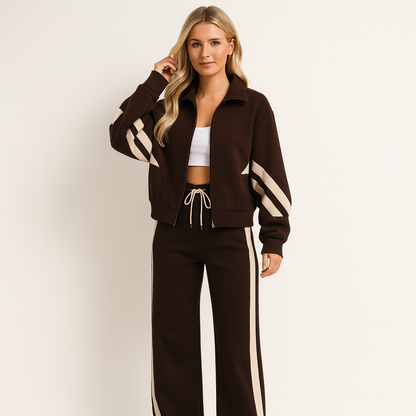 Women's Striped Drawstring Two-Piece Matching Set-Omni Prime Goods