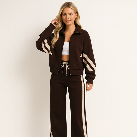 Women's Striped Drawstring Two-Piece Matching Set-Omni Prime Goods