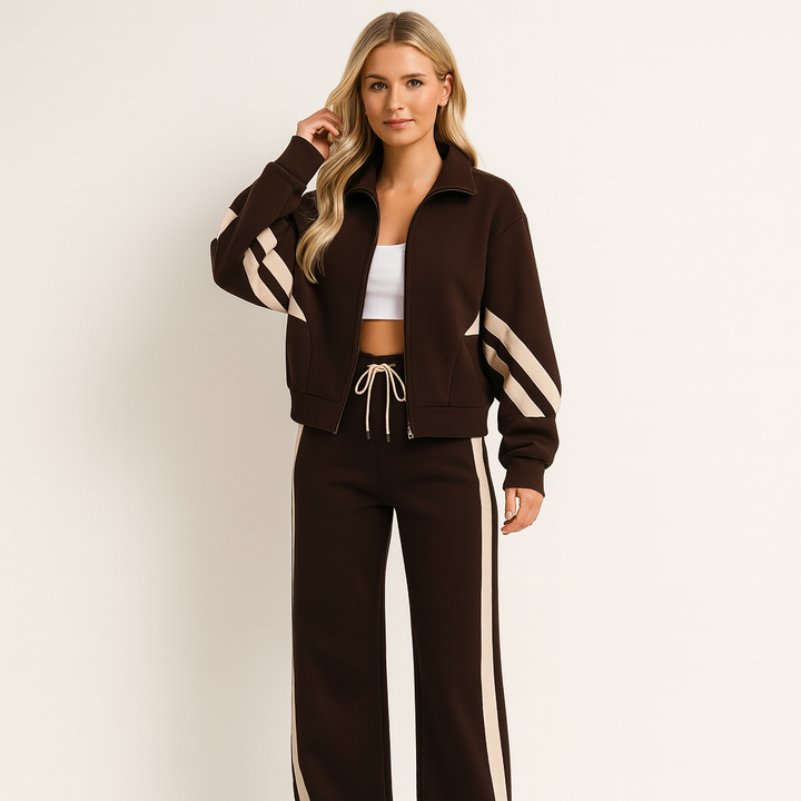 Women's Striped Drawstring Two-Piece Matching Set-Omni Prime Goods