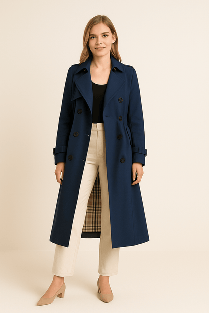 Women's Tailored Mid-Length Trench Coat with Belt-Omni Prime Goods