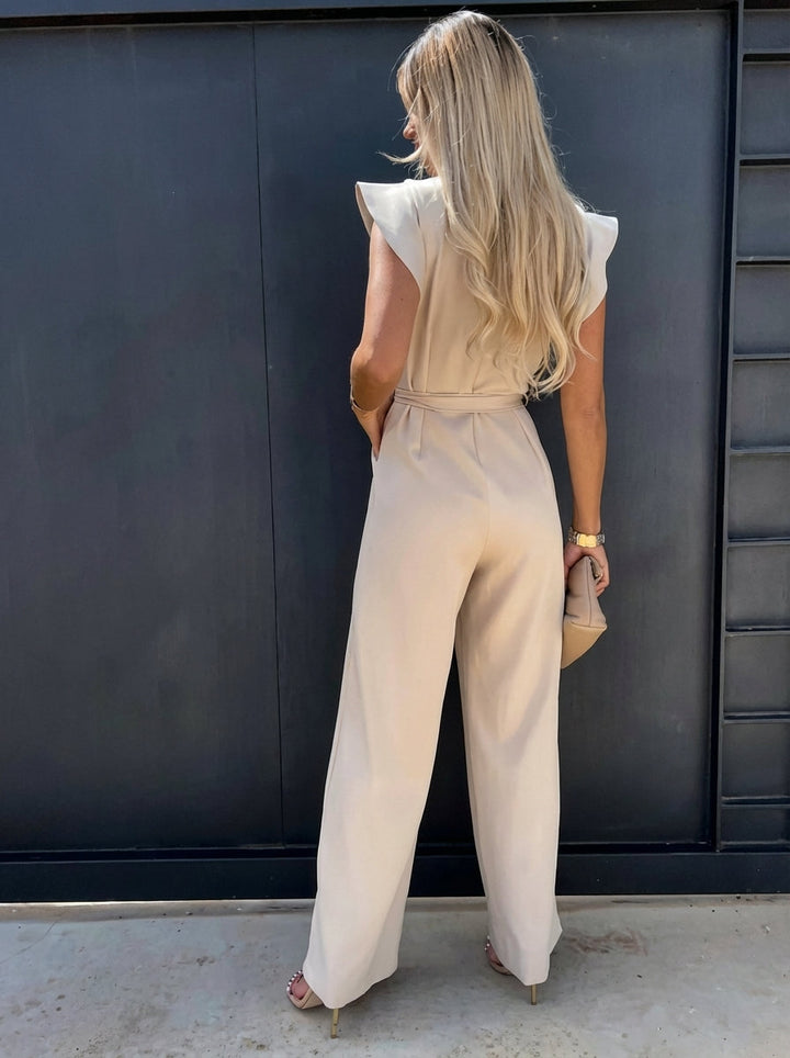 Women's Waist Tie Ruffled Sleeve Summer Jumpsuit-Omni Prime Goods