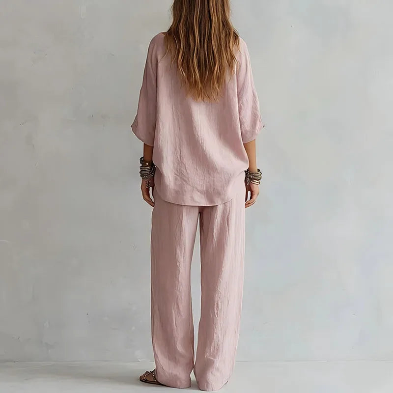 Women's Wide Leg Flowy Two Piece Matching Outfit-Omni Prime Goods