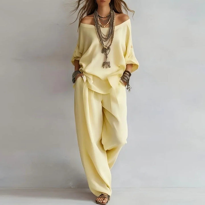 Women's Wide Leg Flowy Two Piece Matching Outfit-Omni Prime Goods