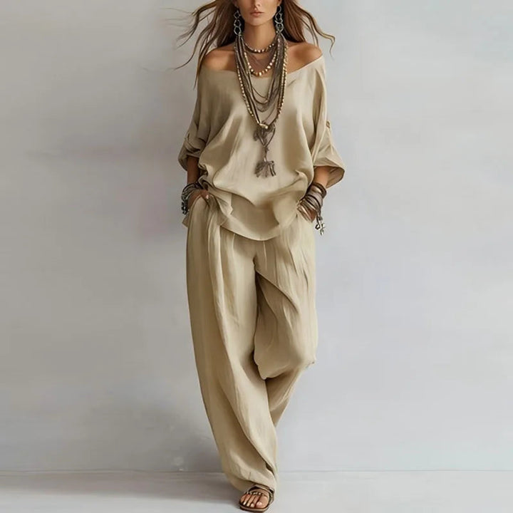 Women's Wide Leg Flowy Two Piece Matching Outfit-Omni Prime Goods