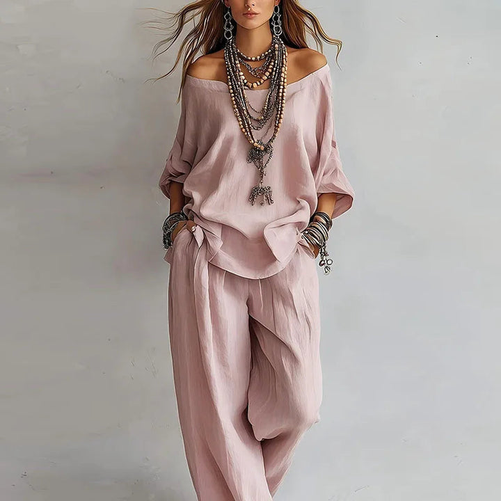 Women's Wide Leg Flowy Two Piece Matching Outfit-Omni Prime Goods