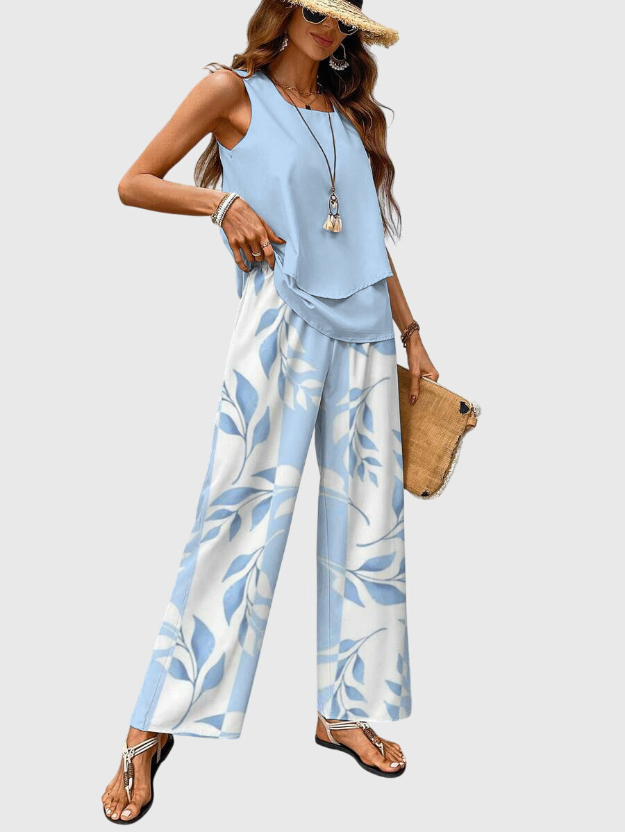 Women's Wide Leg High Waisted Two Piece Outfit-Omni Prime Goods