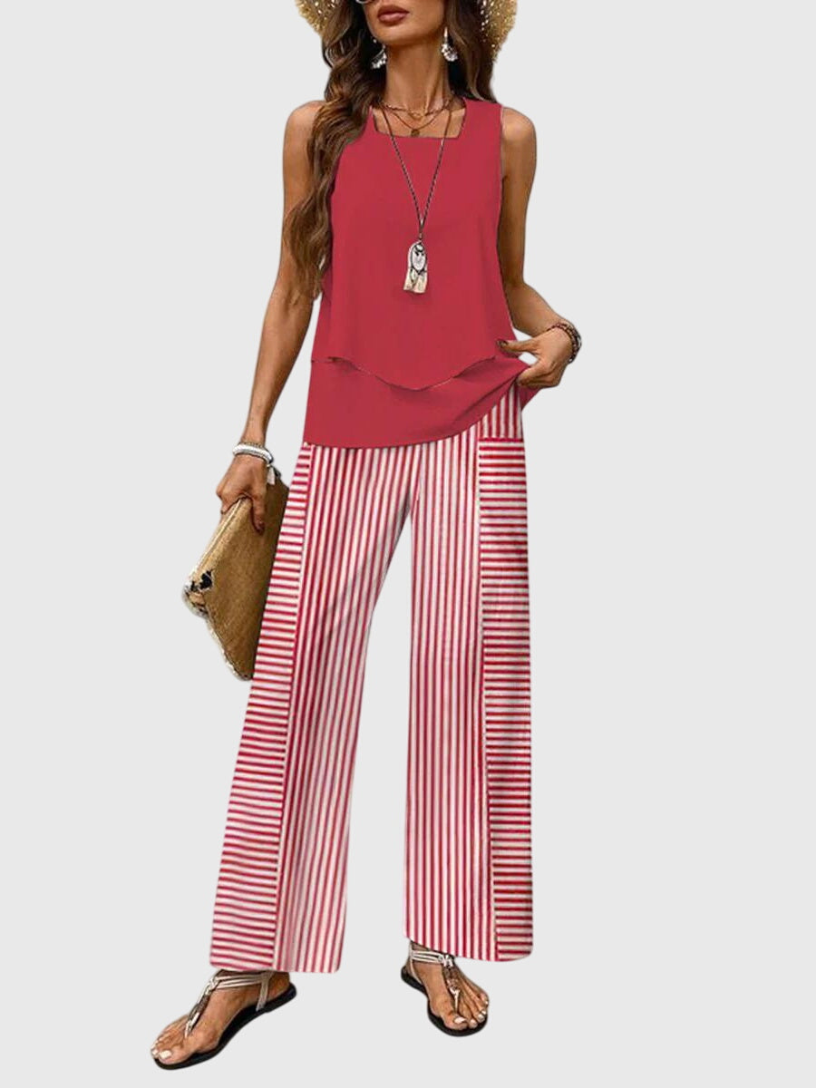 Women's Wide Leg High Waisted Two Piece Outfit-Omni Prime Goods