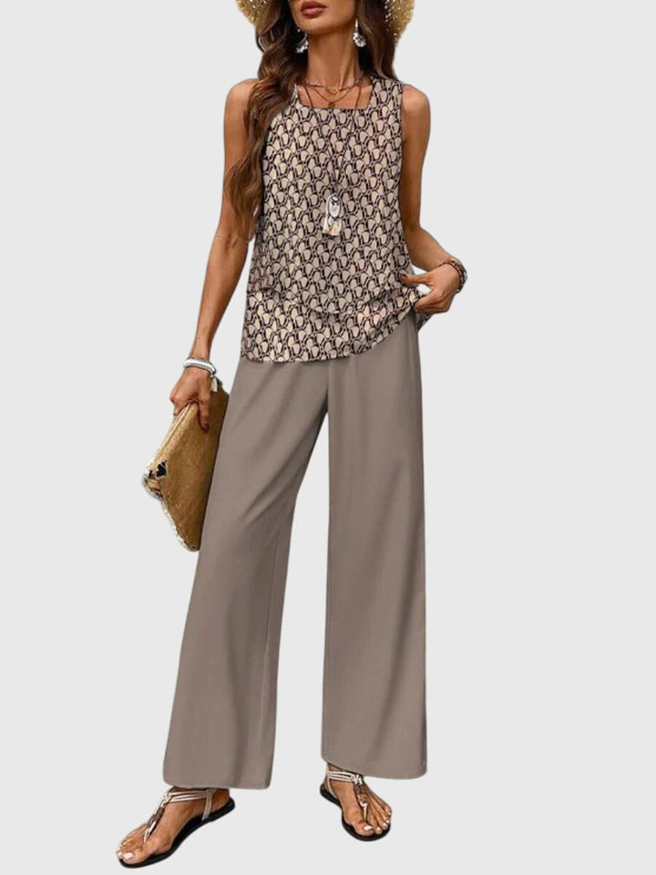 Women's Wide Leg High Waisted Two Piece Outfit-Omni Prime Goods