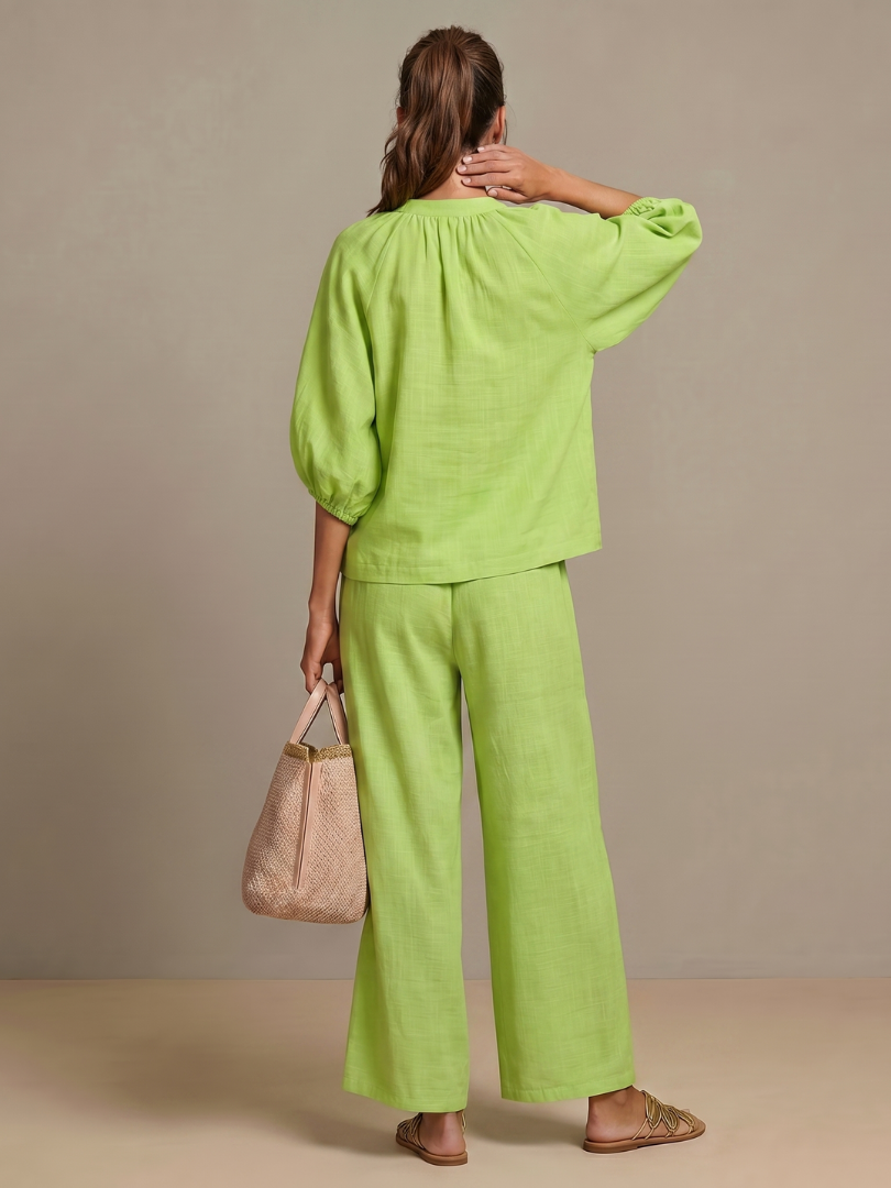 Women's Wide Leg Zip Front Two Piece Outfit-Omni Prime Goods