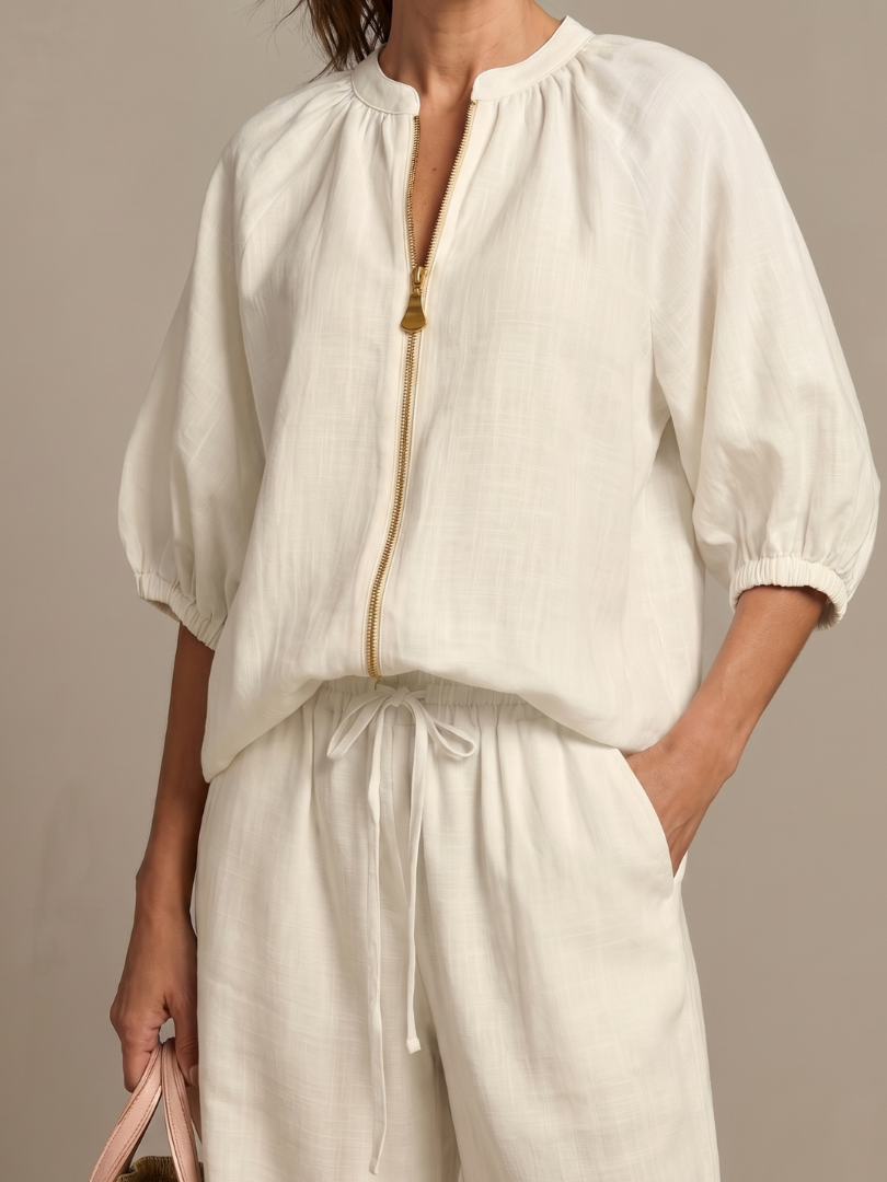 Women's Wide Leg Zip Front Two Piece Outfit-Omni Prime Goods