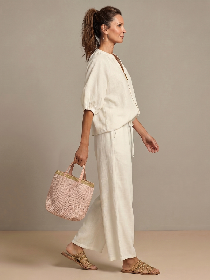 Women's Wide Leg Zip Front Two Piece Outfit-Omni Prime Goods