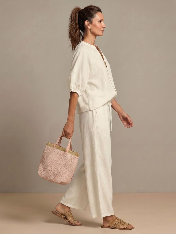 Women's Wide Leg Zip Front Two Piece Outfit-Omni Prime Goods