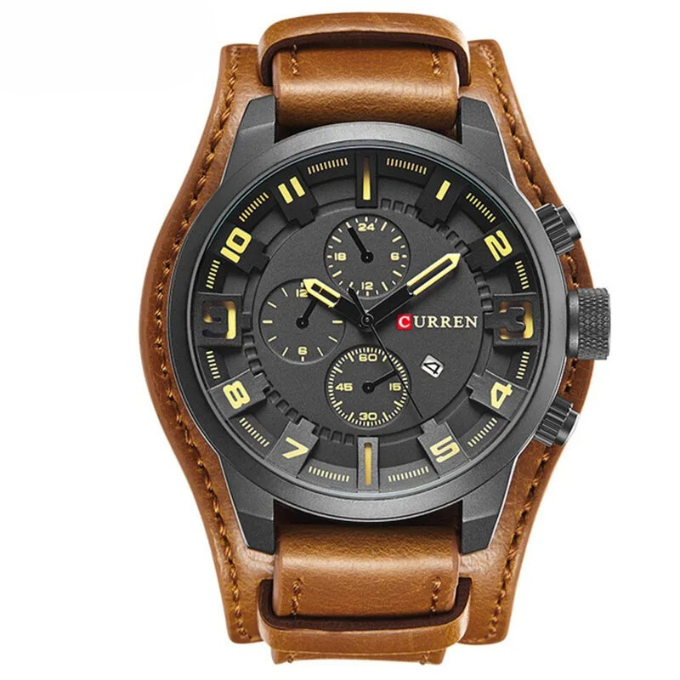 Men's Elegant Chronograph Leather Watch