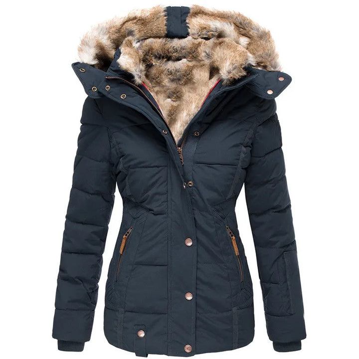 Women's Stylish Winter Coat with Fur Hood