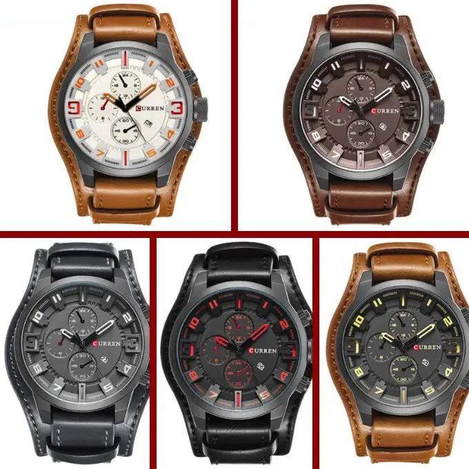 Men's Leather Chronograph Watch