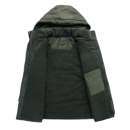 Gefütterte, warme Winterjacke für Herren mit Taschen für kühle Tage