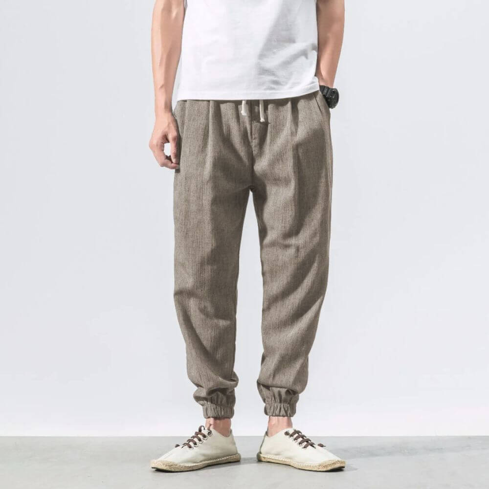John | Men's Lightweight Comfort Pants - Soft Cotton and Linen Blend
