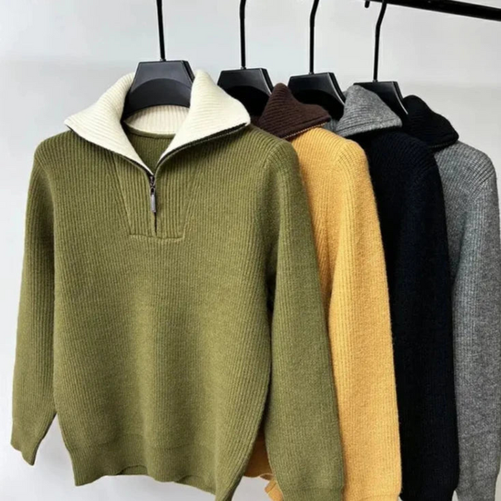 Men's Sporty Elegant Stand-Up Collar Pullover with Zipper