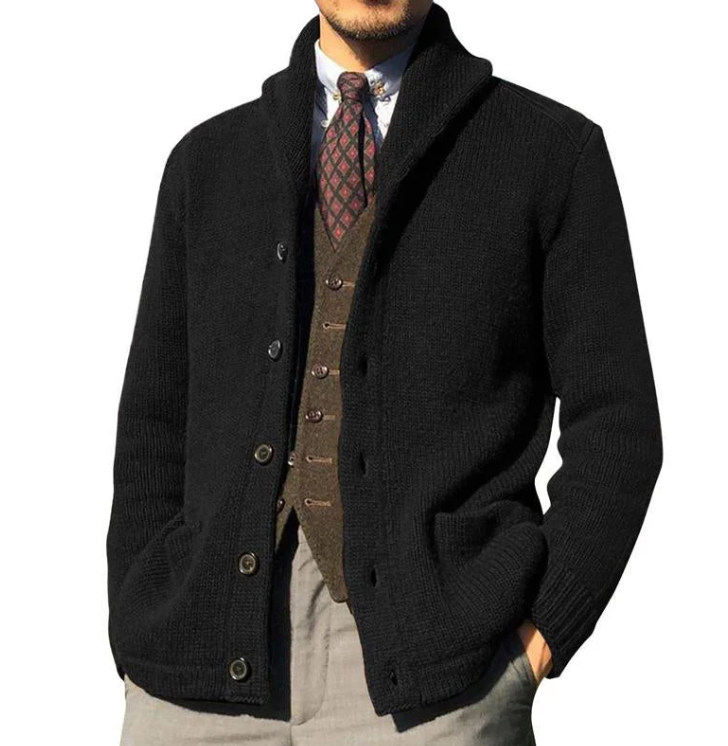 Men's Classic Knitted Jacket with Buttons
