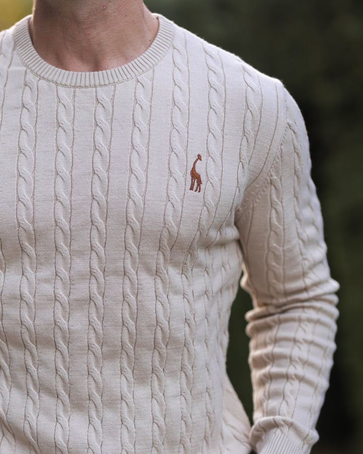 Men's Cable Knit Cotton Pullover Sweater
