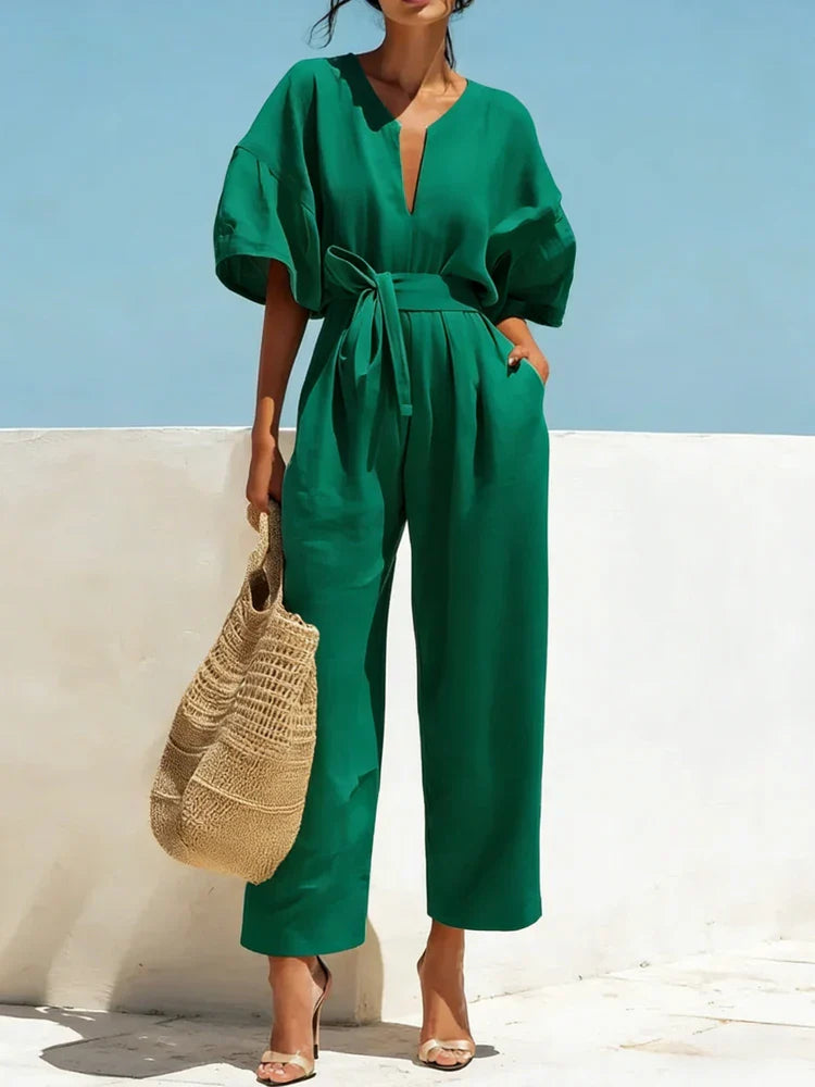 Zalira | Women's Summer Linen Jumpsuit-Omni Prime Goods