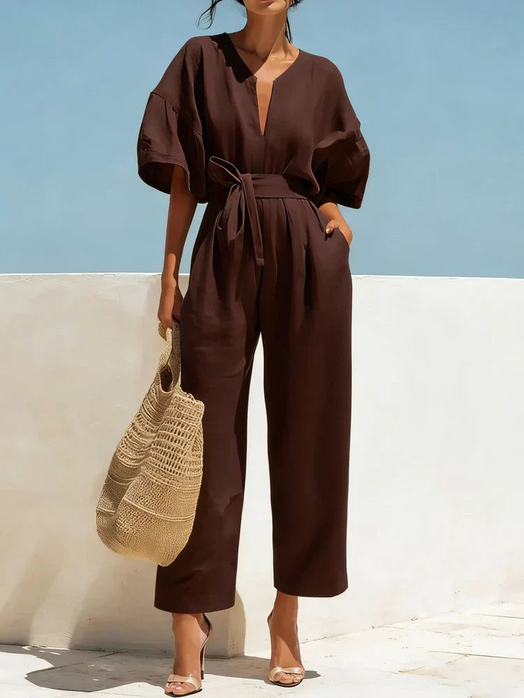 Zalira | Women's Summer Linen Jumpsuit-Omni Prime Goods