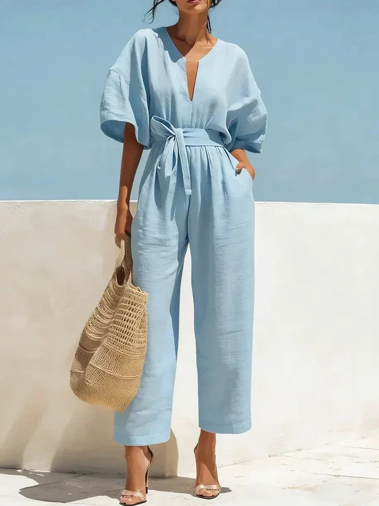 Zalira | Women's Summer Linen Jumpsuit-Omni Prime Goods